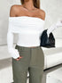 'Yarrow' Off Shoulder Ruched Crop Top - Celes Fashion